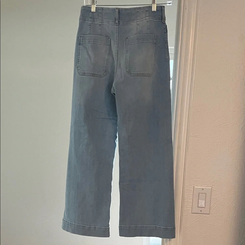 Anthropologie sz 28 Maeve Colette Light Wash Wide Leg Jeans high waisted - Picture 6 of 6